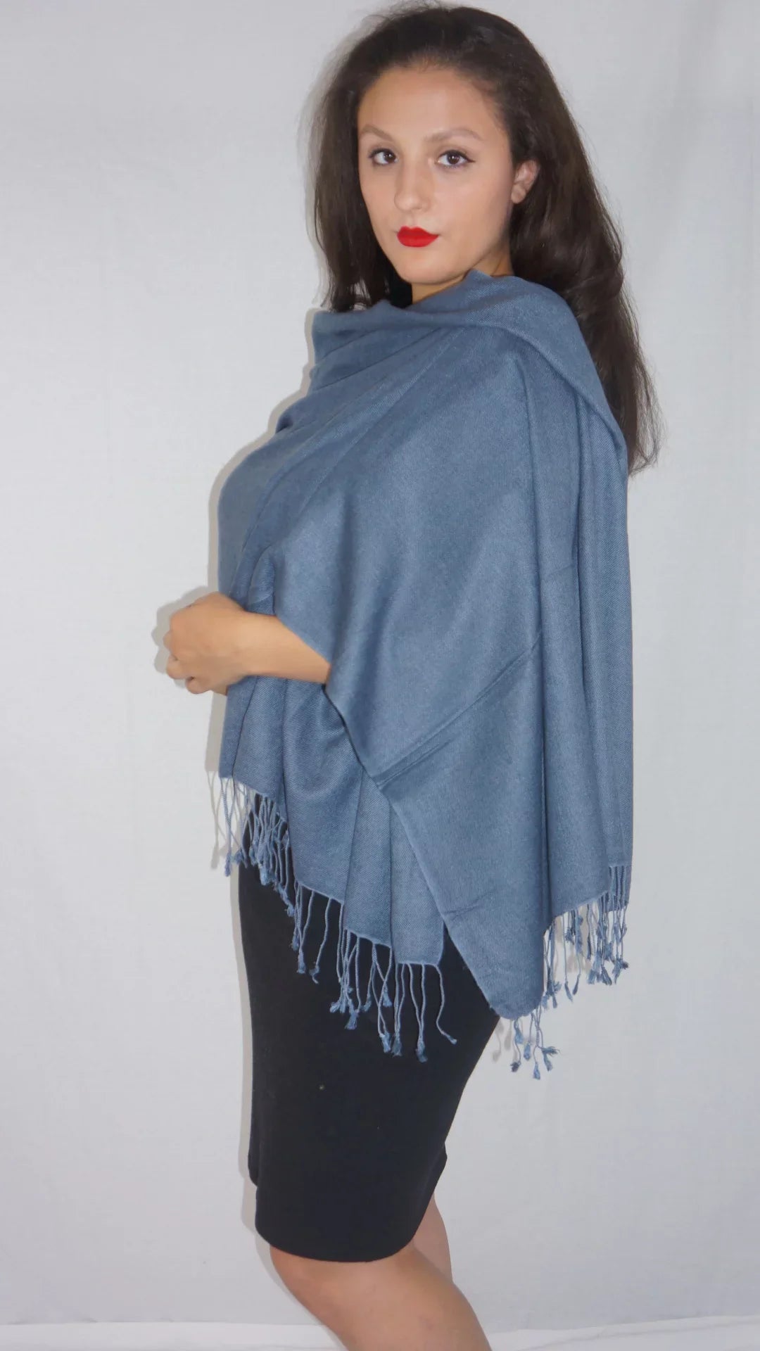 Shawl/Shawls/Scarf/Scarves/Wrap/Stole/Muffler/Cape/Ruana/Blanket/Throw/Pashmina Shawl/Cashmere Scarf/Wool/Silk (Slate Grey Regular Shawl)