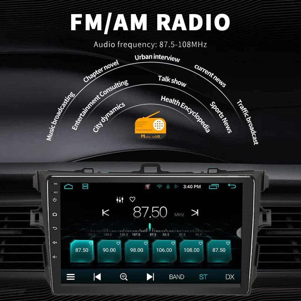 Binize Android 12 Car Stereo for Toyota Corolla 08-12 Compatible with Wireless CarPlay&Android Auto,Touch Monitor Car Radio Support Bluetooth, GPS Navigation, FM&AM, Backup Camera