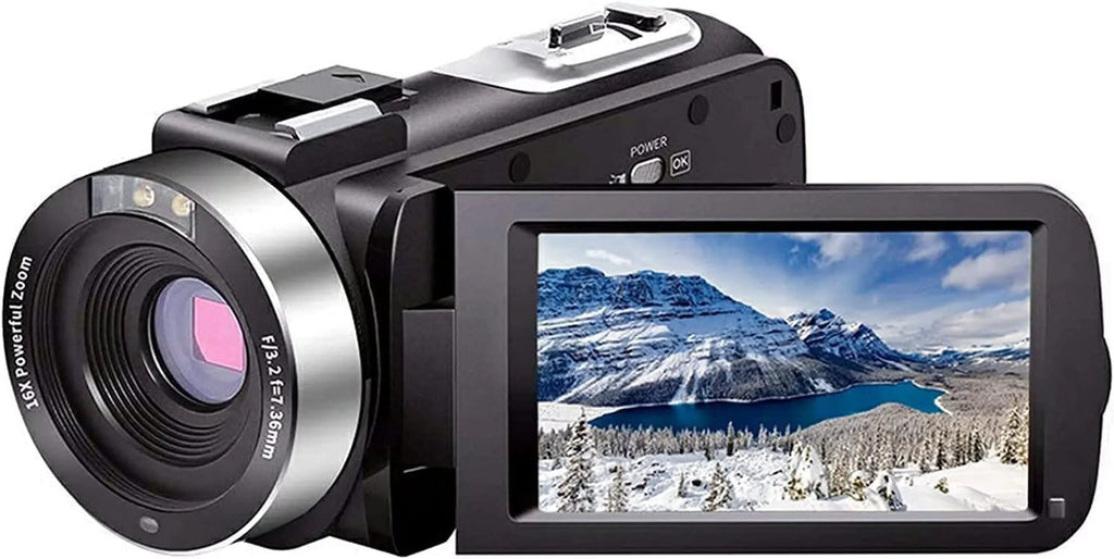 Video Camera Camcorder Full HD 1080P 30FPS 24.0 MP IR Night Vision Vlogging Camera Recorder 3.0 Inch IPS Display 16X Zoom Camcorders Camera Remote Control with 2 Batteries