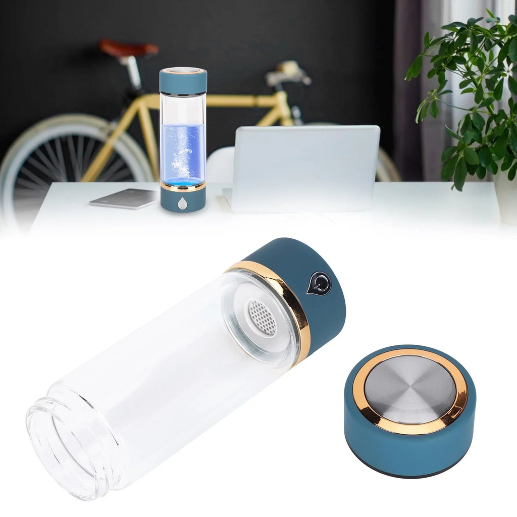 Hydrogen Liquid Bottle Generator USB Portable Hydrogen Liquid Maker Machine 380ml Blue