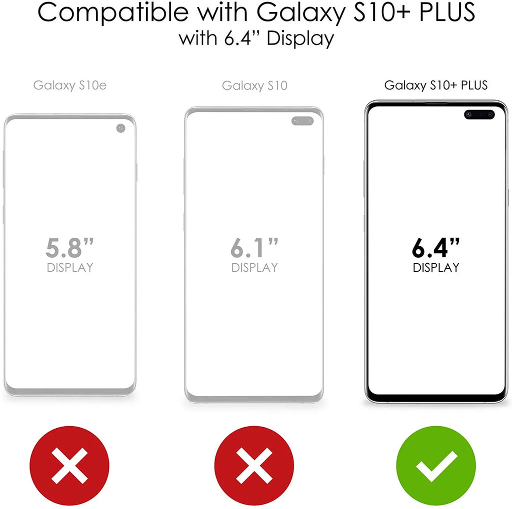 DistinctInk Clear Shockproof Hybrid Case for Galaxy S10+ PLUS(6.4" Display - TPU Bumper, Acrylic Back, Tempered Glass Monitor Protector - "Wubba Lubba Dub Dub" Face