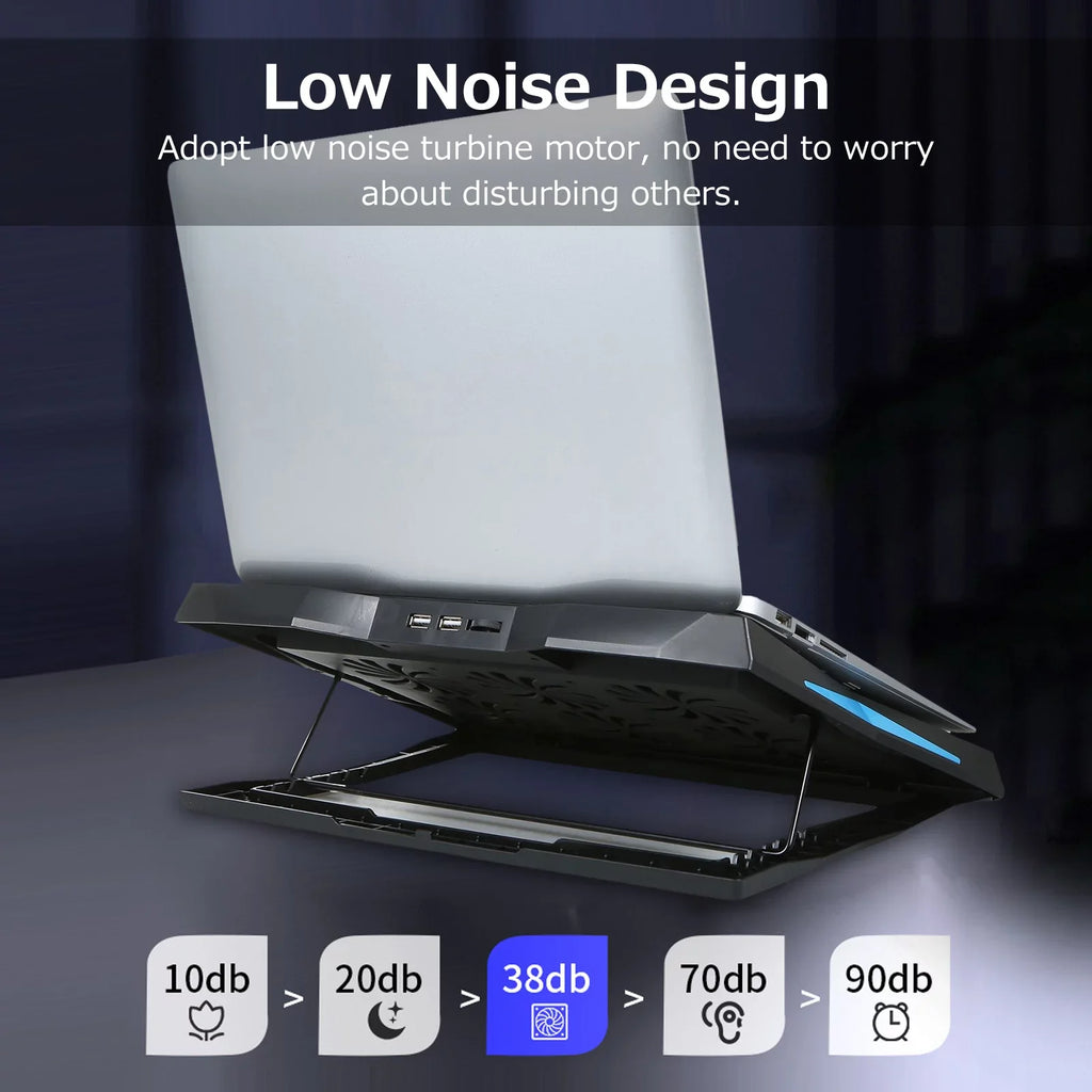 Foldable Notebook Cooling Stand with 6 Fans, Adjustable Height and Low Noise Operation