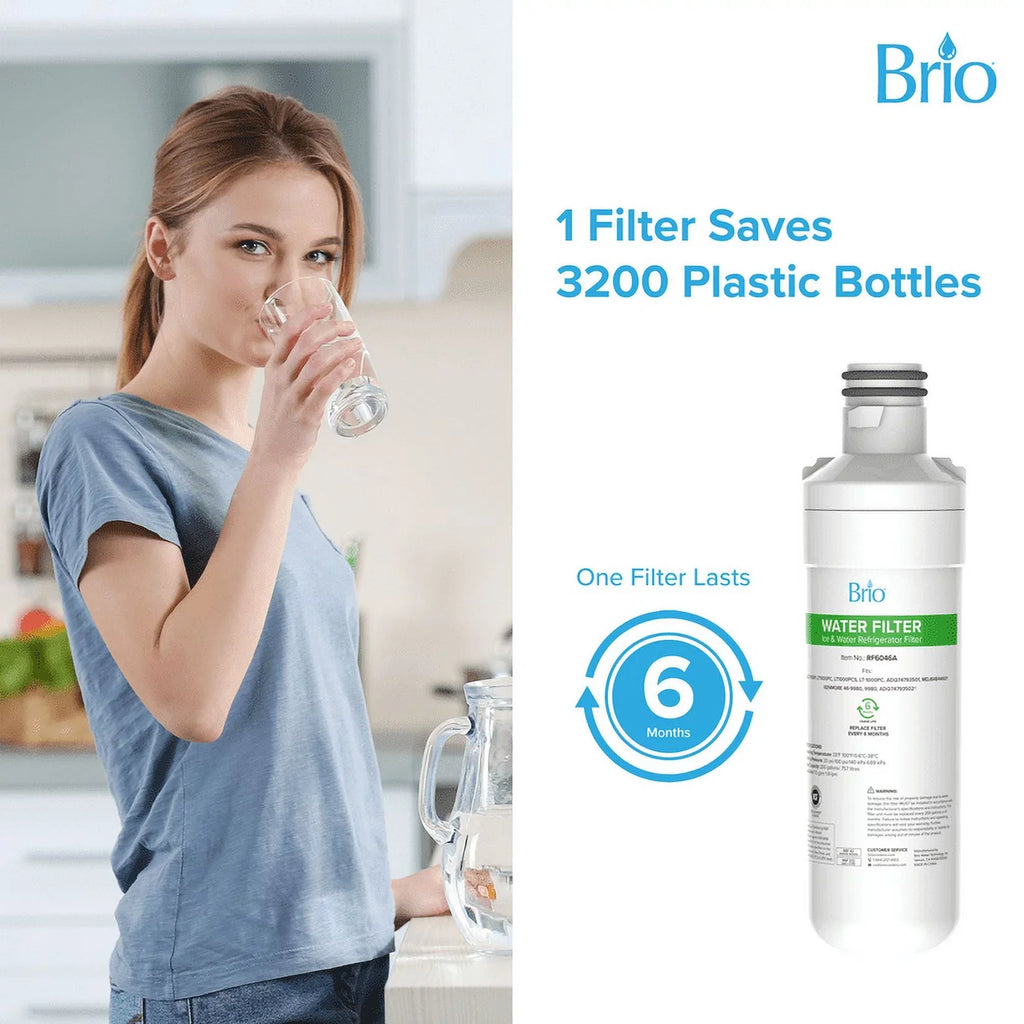 Brio Refrigerator Liquid Filter Replacement 3 Pack Compatible With LGLT1000P, LT1000PC, LT1000PCS, LT-1000PC