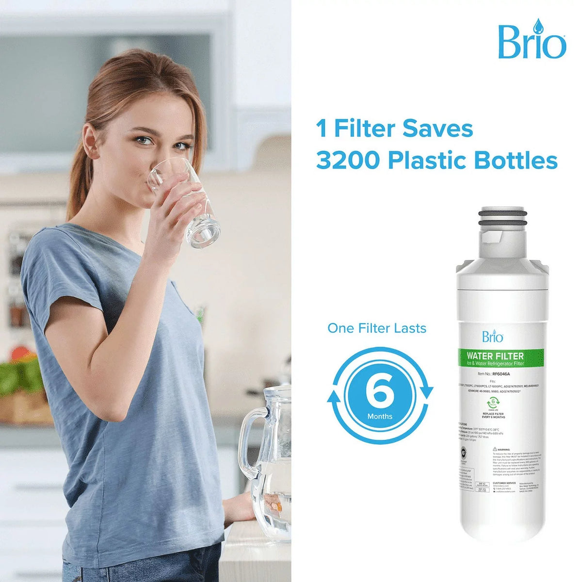 Brio Refrigerator Liquid Filter Replacement 3 Pack Compatible With LGLT1000P, LT1000PC, LT1000PCS, LT-1000PC