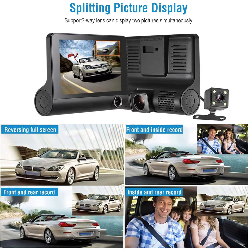 iMouTEK 1080P Touch Monitor Car Dash 4in Cam Dash Camera Front and Rear Camera with G-Sensor Loop Recording Motion Detection