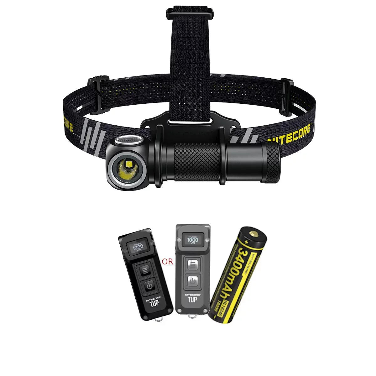 Value Bundle: Nitecore UT32 Dual Emitter Headlamp - (5700K,Cool White) - (3000K,Warm White) with 1x NL1834R USB Rechargeable Battery and TUP Rechargeable Chipset Pocket Light (Black or Gray)