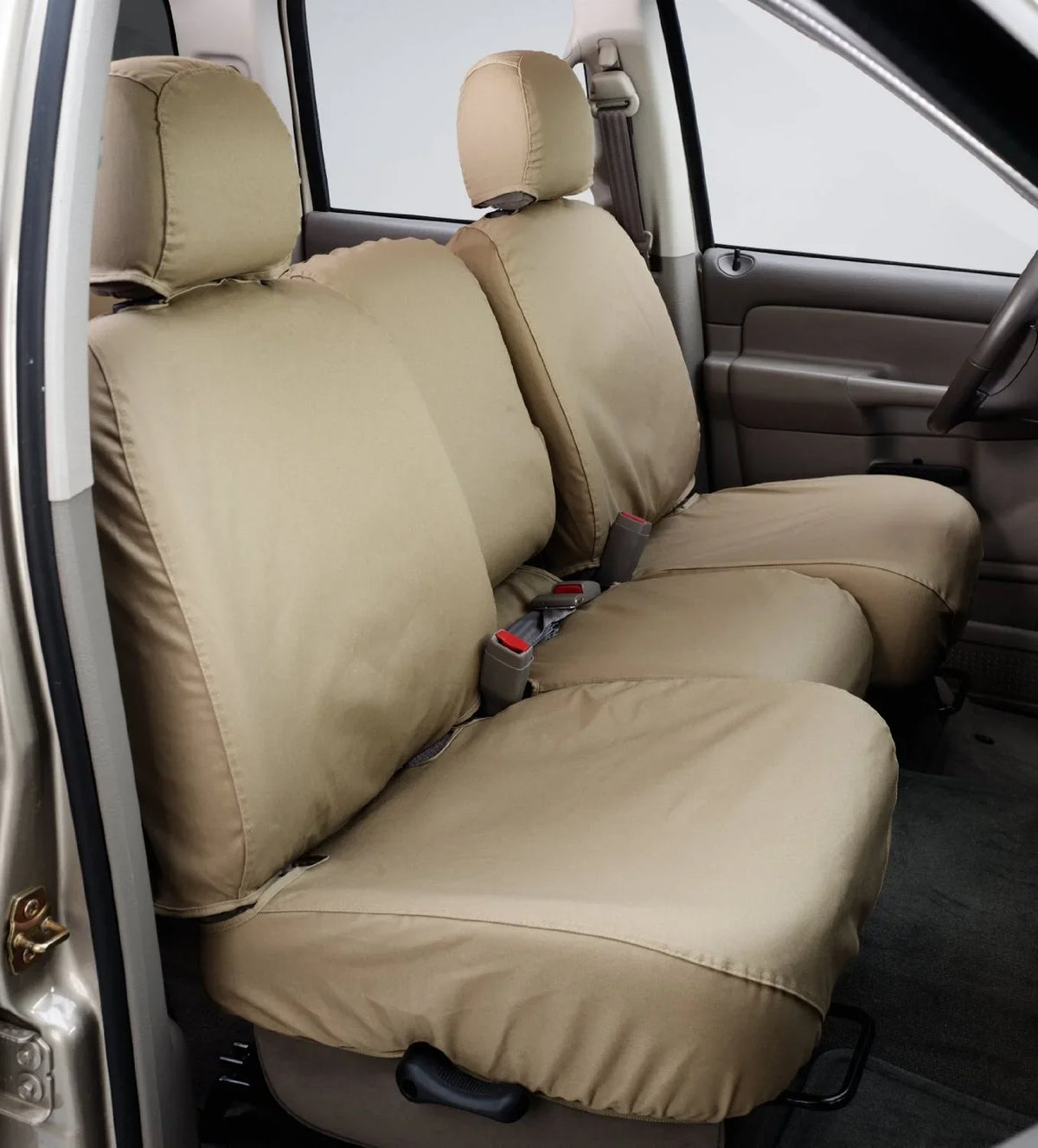 Covercraft Custom-Fit Front Bench SeatSaver Seat Covers - Polycotton Fabric, Charcoal Black Fits select: 2001-2003 FORD F150