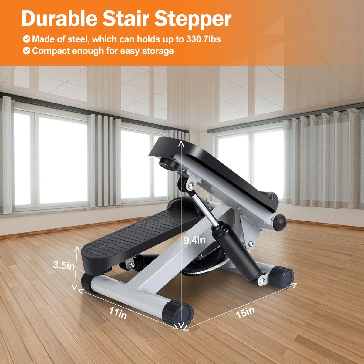 iMounTEK Mini Fitness Stepper with LCD Monitor, Stepper for Exercise Gray Stepper Max 330.7LBS