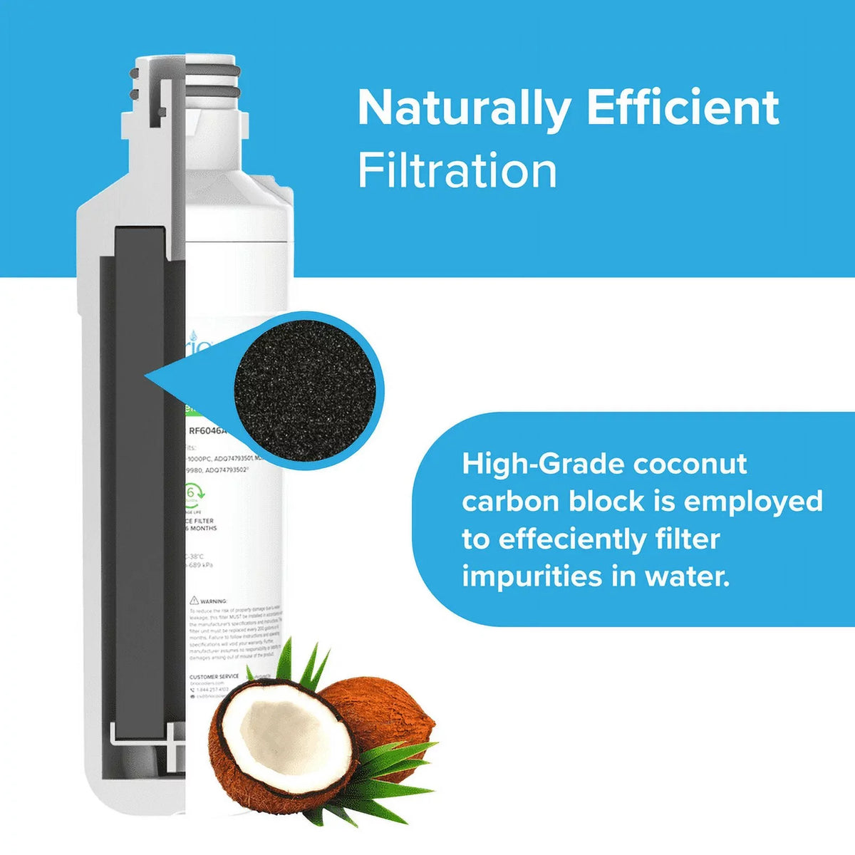 Brio Refrigerator Liquid Filter Replacement 3 Pack Compatible With LGLT1000P, LT1000PC, LT1000PCS, LT-1000PC