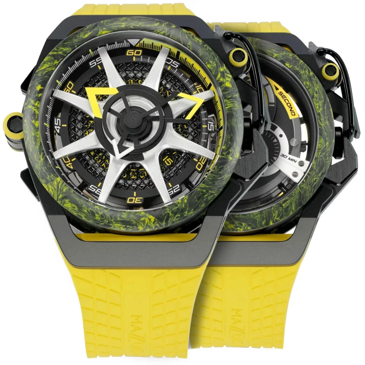 Mazzucato Rim Monza Reversible Chronograph Twin Dial Automatic Men Watch for Adult - Black