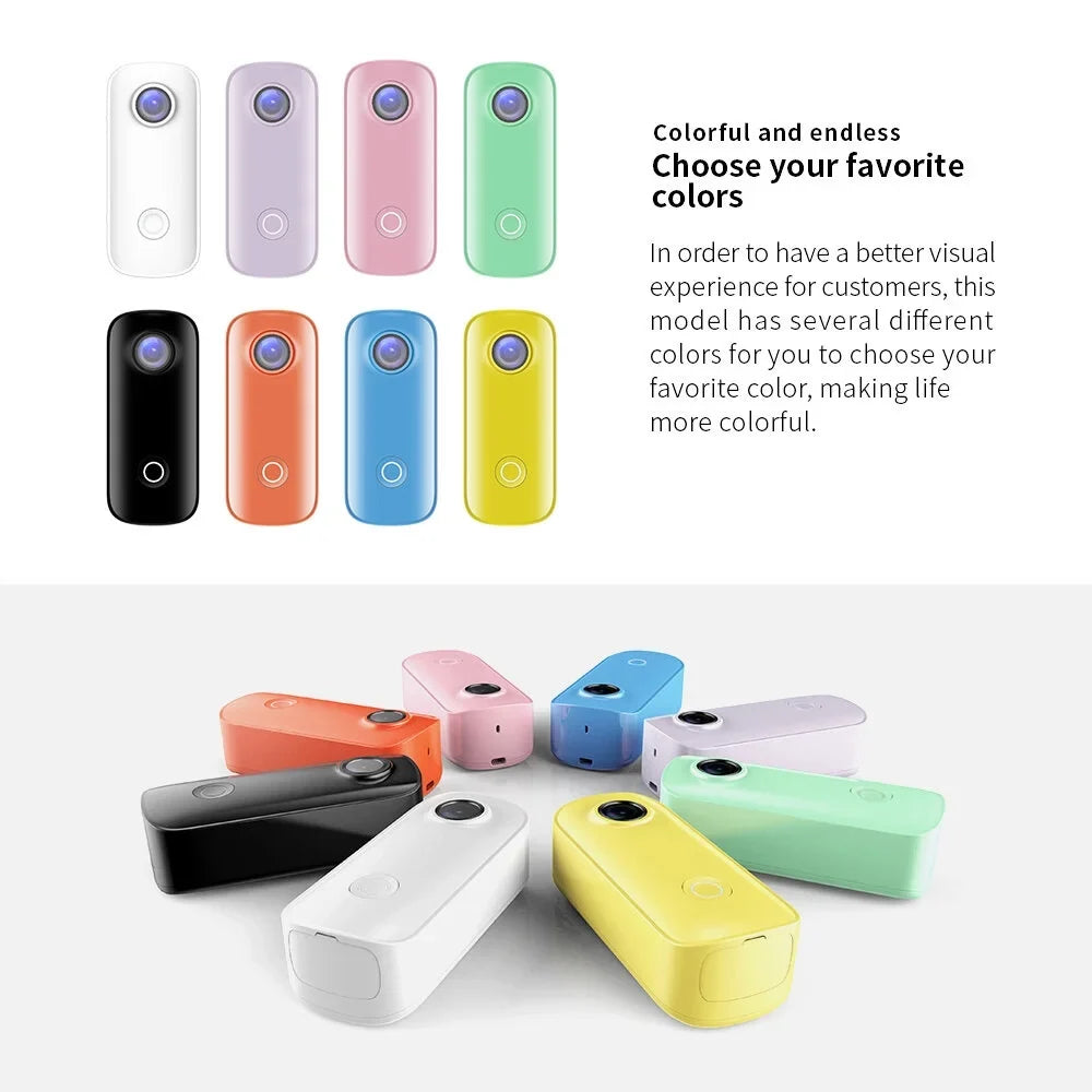 SJCAM C100 Mini Action Camera 1080P/30fps Digital Video Camera 30M Fluid Magnetic Body Built-in Battery WiFi Connection APP Sharing with Liquid Case Back Clip Lanyard