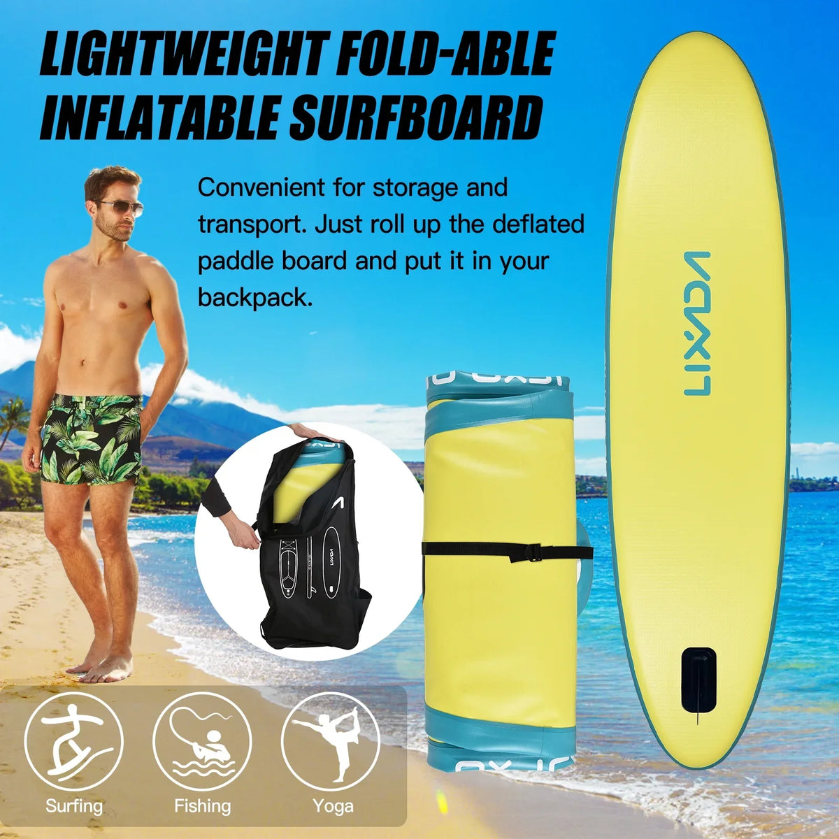 Lixada Surfboard Set, Inflatable Paddle Board for Fluid with Travel Backpack