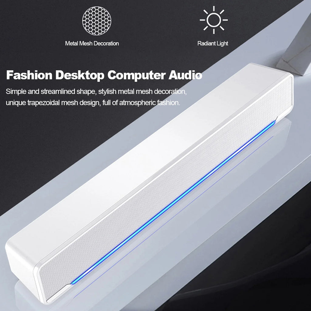SADA V-196 USB Wired Computer Speaker Bar Stereo Subwoofer Powerful Player Bass Surround Sound Box 3.5mm Audio Input for PC Notebook Smartphone Tablet MP3 MP4