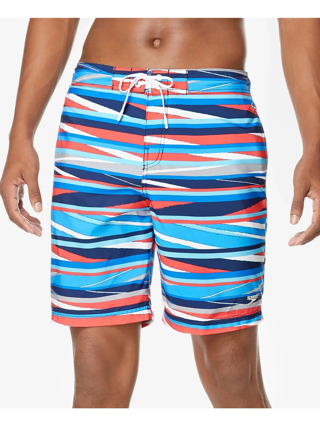 SPEEDO Mens Stripe Lane Bondi Red Drawstring Striped Capability Stretch Shorts XXL