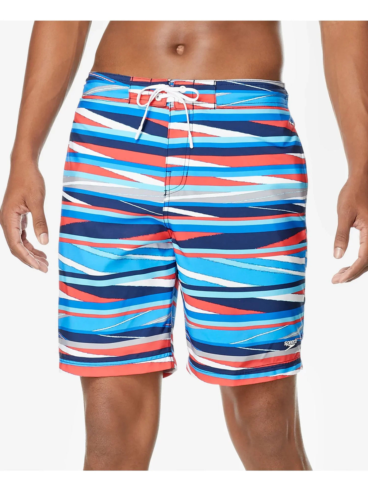 SPEEDO Mens Stripe Lane Bondi Red Drawstring Striped Capability Stretch Shorts XXL