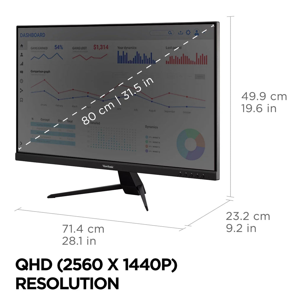 ViewSonic VX3267U-2K 32 Inch 1440p IPS Monitor with 65W USB C, HDR10 Content Support, Ultra-Thin Bezels, Eye Care, HDMI, and DP Input