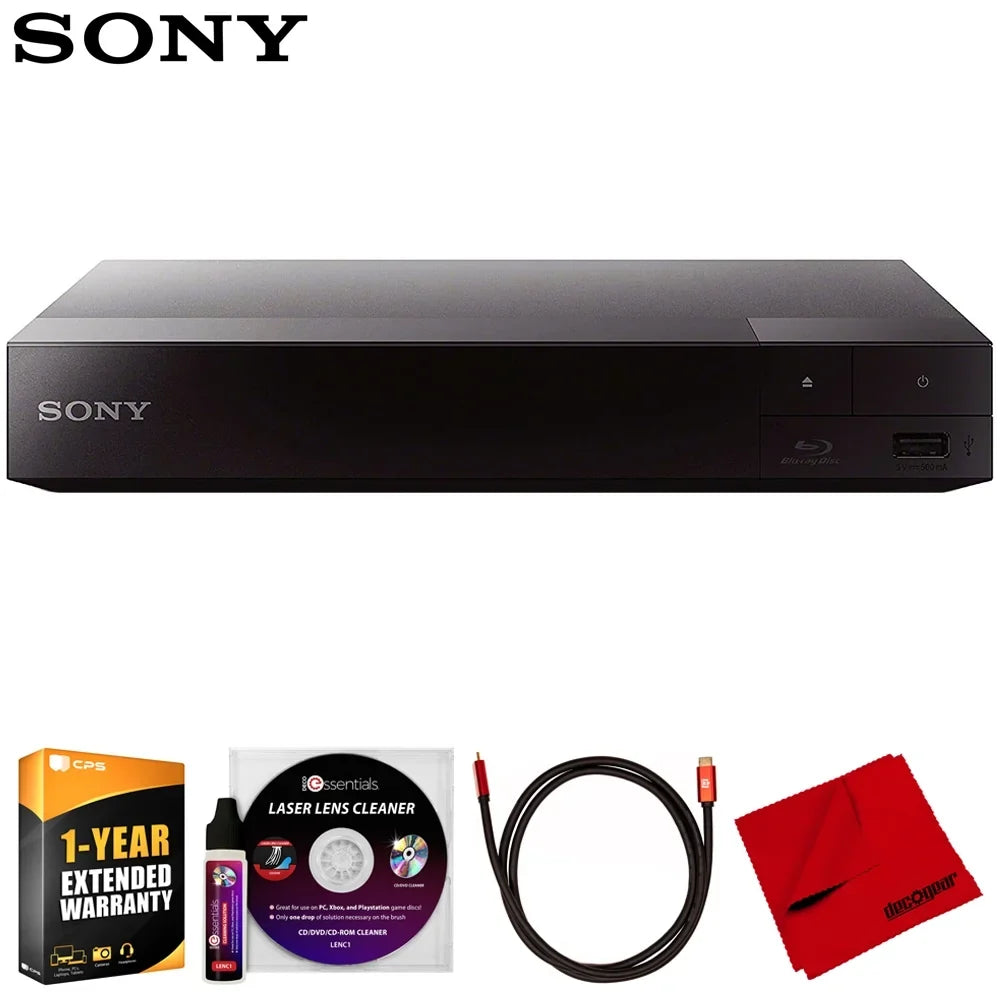 BDPBX370 Streaming Blu-Ray Disc Player with WiFi Bundle with Deco Gear 6FT 4K HDMI Cable, Microfiber Cleaning Cloth, Deco Essentials Laser Lens Cleaner & 1 Year CPS Enhanced Protection Pack