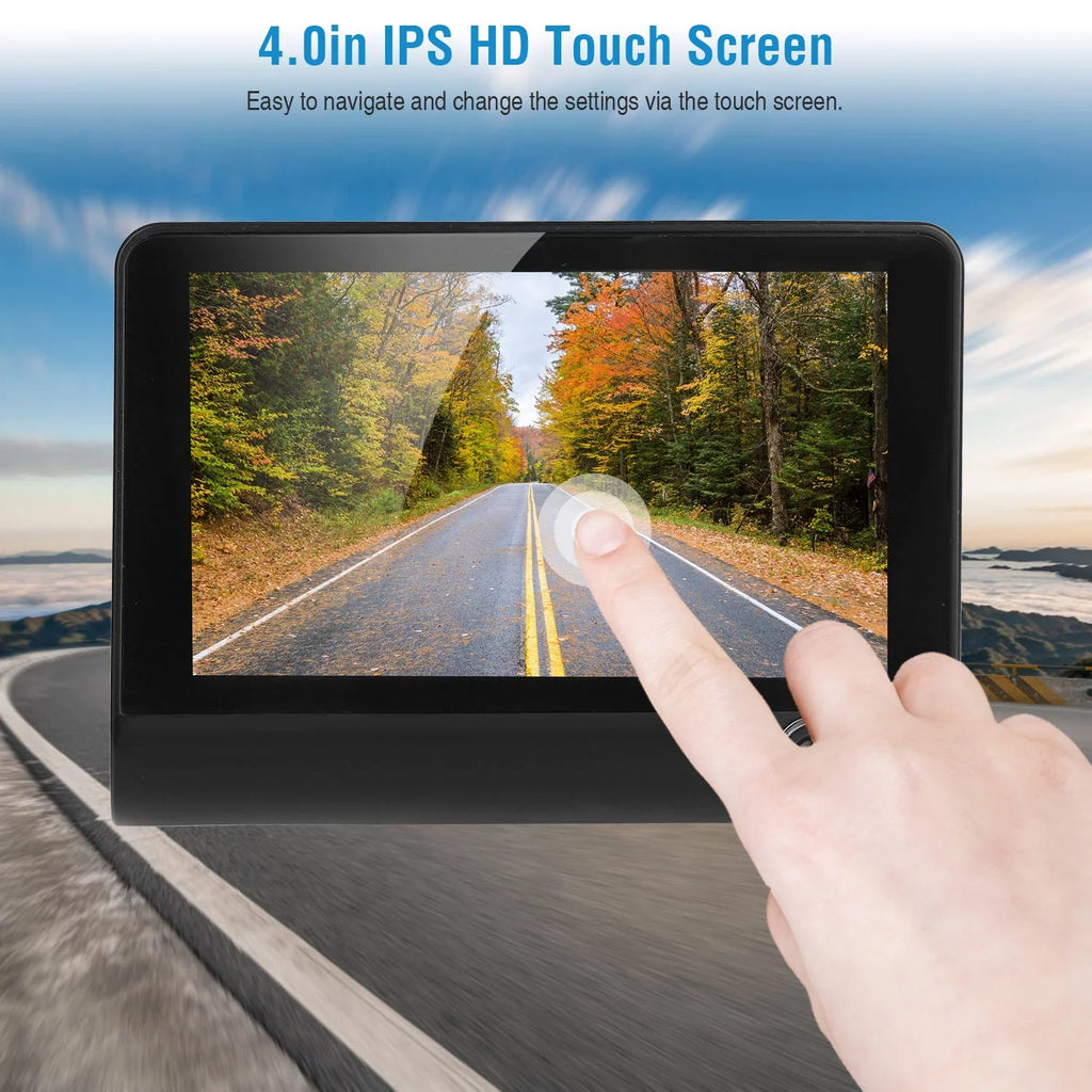 iMouTEK 1080P Touch Monitor Car Dash 4in Cam Dash Camera Front and Rear Camera with G-Sensor Loop Recording Motion Detection