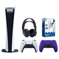 Playstation 5 Digital Edition Console with Extra Purple Controller, Black PULSE 3D Headset and Surge PowerPack Battery Pack & Charge Cable Bundle