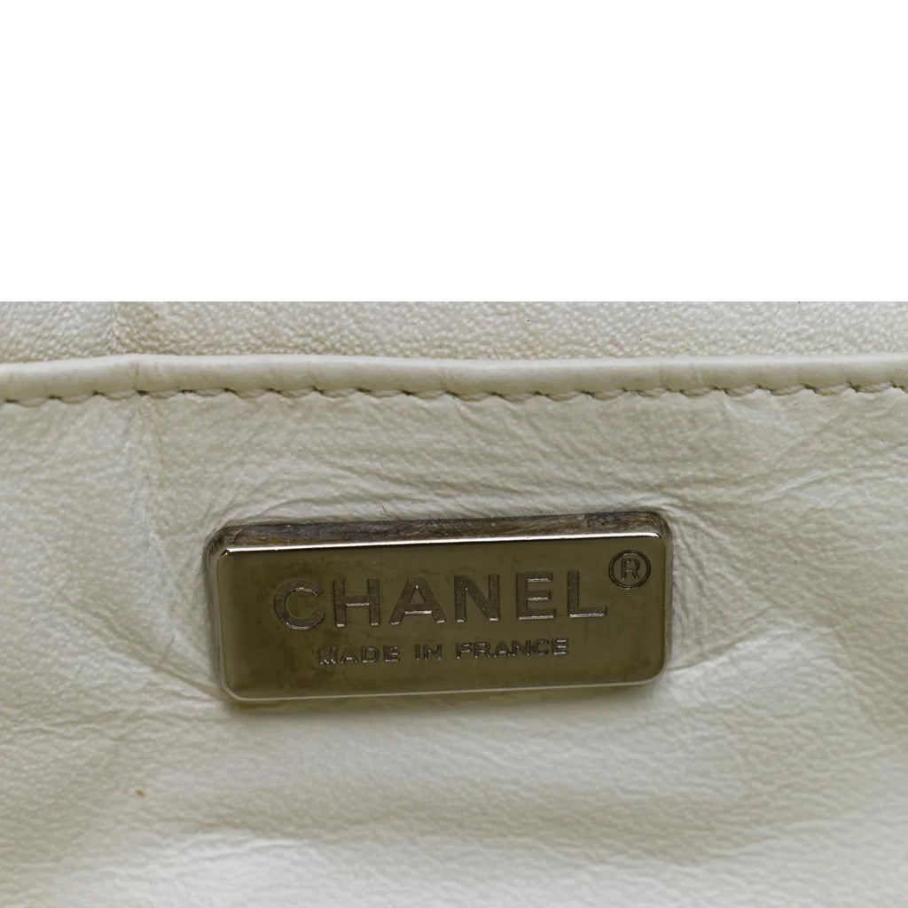 Pre-Owned CHANEL Flap Python Leather Crossbody Bag Ivory