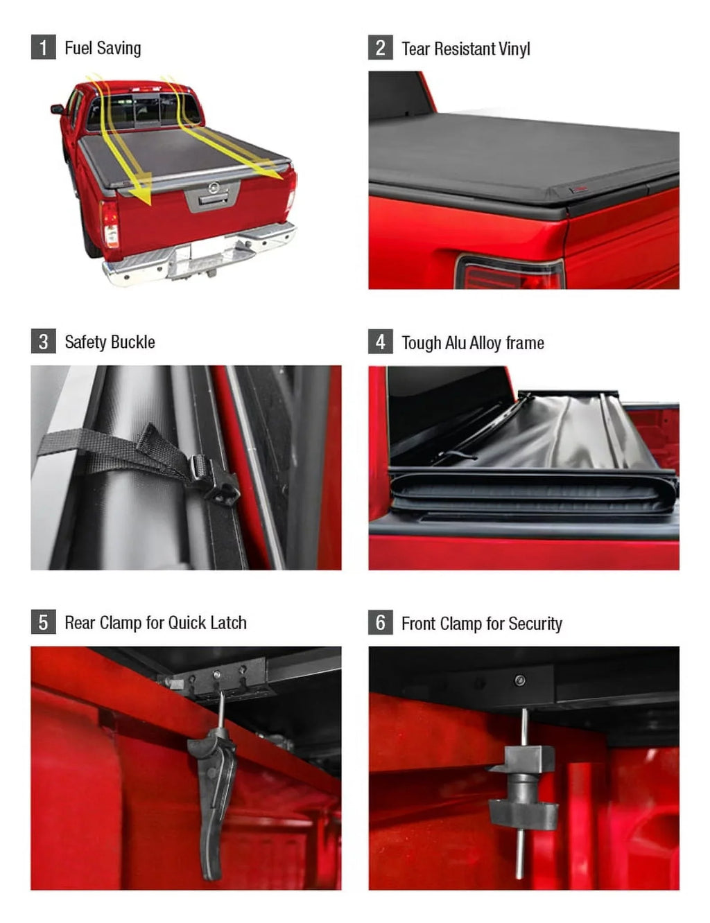 MaxMate Soft Quad-fold Truck Bed Tonneau Cover Compatible with 2002-2018 Dodge Ram 1500; 2003-2023 2500 3500; 2019-2023 Classic | 6'4" (76") Bed | TCD484011