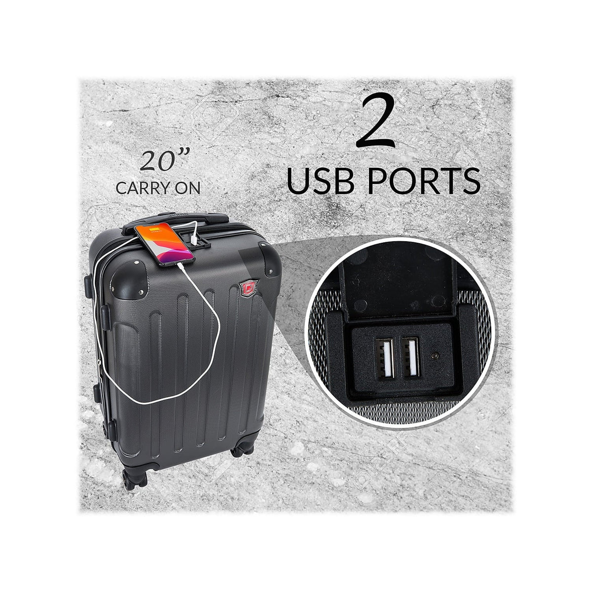 DUKAP Chipset 2-Piece Plastic Luggage Set Blue (DKINT0SM-BLU)