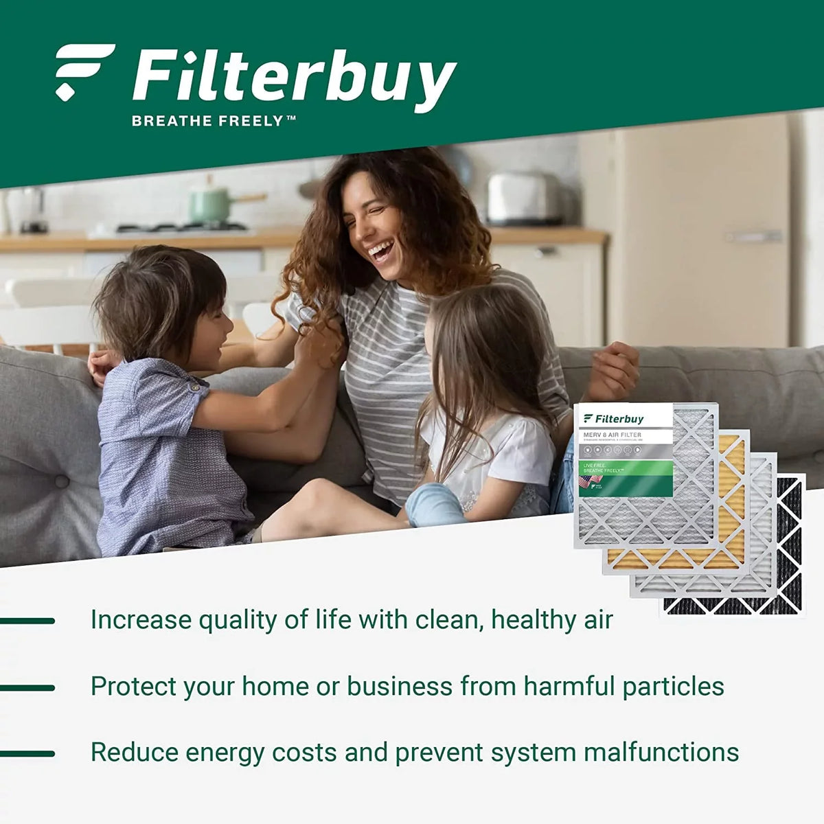 Filterbuy 20x20x4 MERV 11 Pleated HVAC AC Furnace Air Filters (1-Pack)