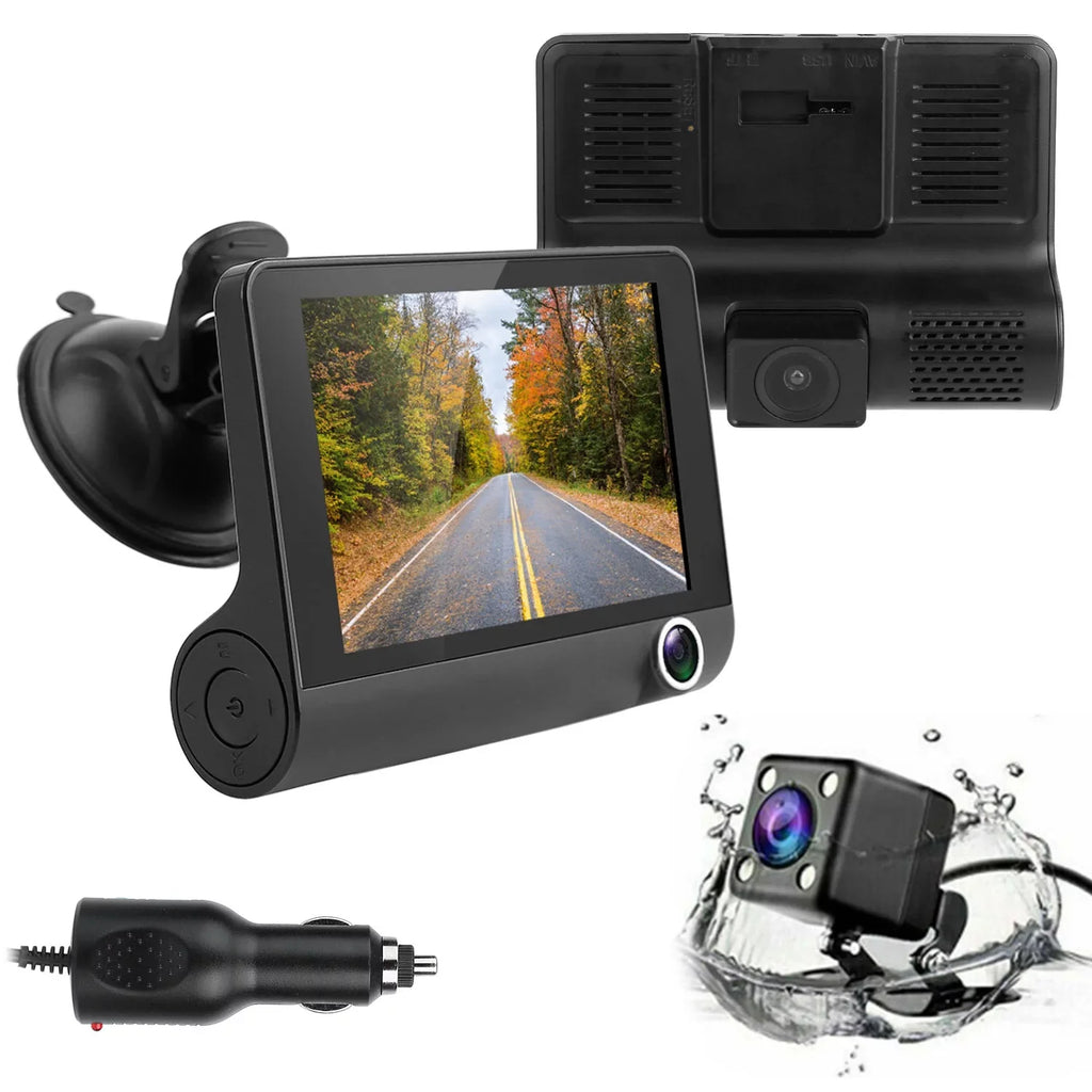 iMouTEK 1080P Touch Monitor Car Dash 4in Cam Dash Camera Front and Rear Camera with G-Sensor Loop Recording Motion Detection