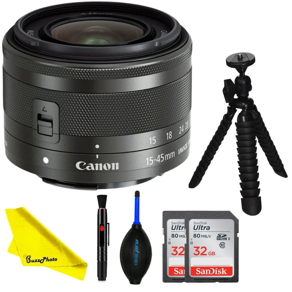 EF-M 15-45mm f/3.5-6.3 IS STM Lens (Graphite) - BuzzPhoto Basic Bundle