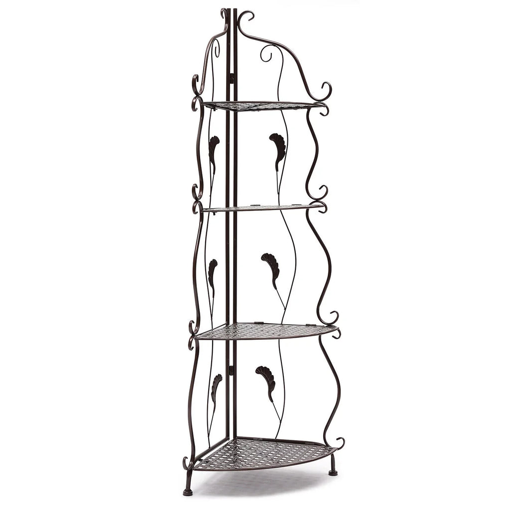 4-Tier Balcony Plant Pot Rack Corner Storage Shelf Folding Flower Stand