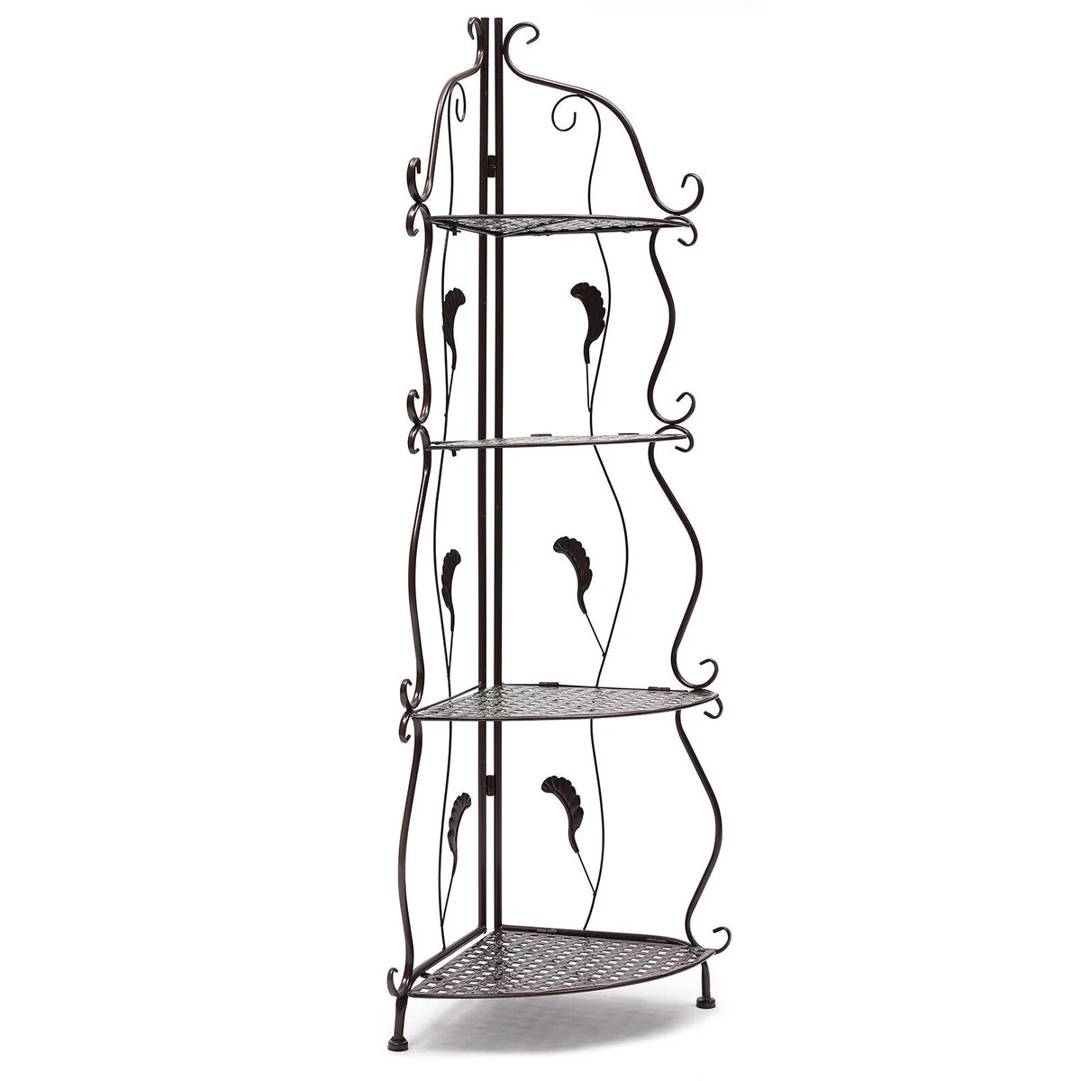 4-Tier Balcony Plant Pot Rack Corner Storage Shelf Folding Flower Stand
