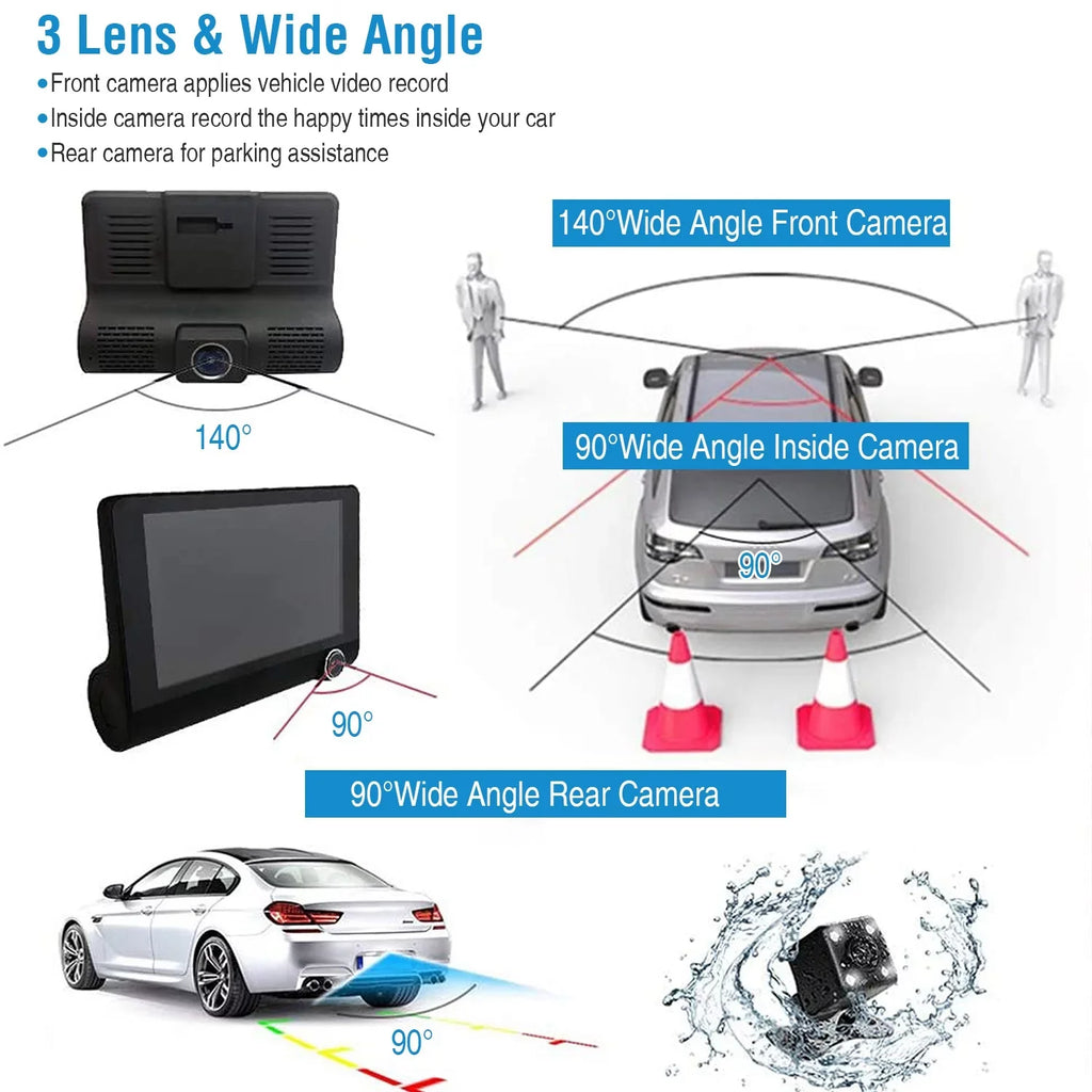 iMouTEK 1080P Touch Monitor Car Dash 4in Cam Dash Camera Front and Rear Camera with G-Sensor Loop Recording Motion Detection