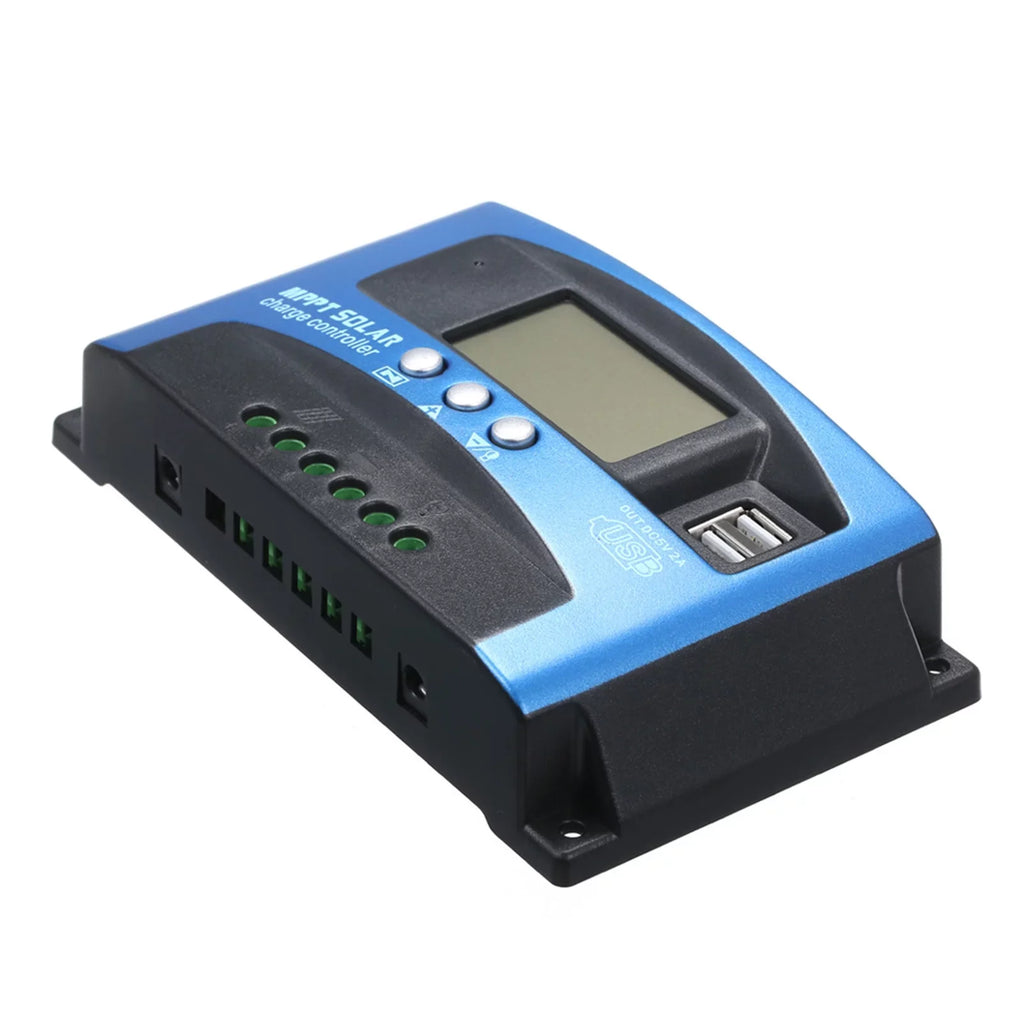 Htovila 30A-100A Solar Charge Controller Solar Panel Charge Controller Dual USB Charge Regulator Processor Adjustable Parameter LCD Display