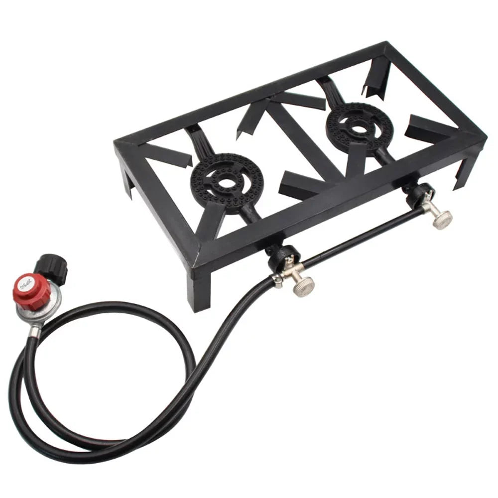 Nebublu Propane Gas Double Cast Iron Stove for Patio Camping BBQ Cooking ( Standard)