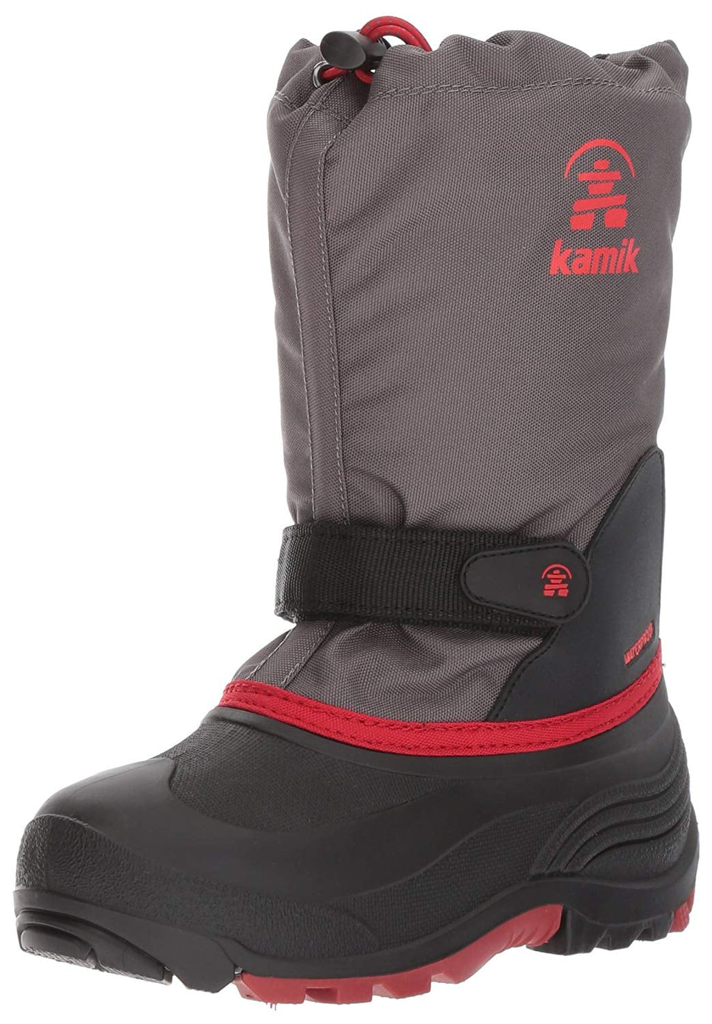 Kamik Kids Fluid Snow Boot, Charcoal/Red, (3, charcoal Red)