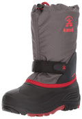 Kamik Kids Fluid Snow Boot, Charcoal/Red, (3, charcoal Red)