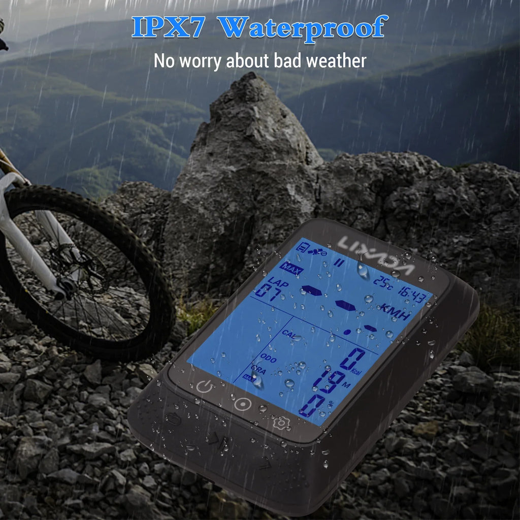 Lixada Wireless Bike GPS Computer with ANT+ Sensor Liquid 2.3in BT Compatible Strava APP Altitude Gradient