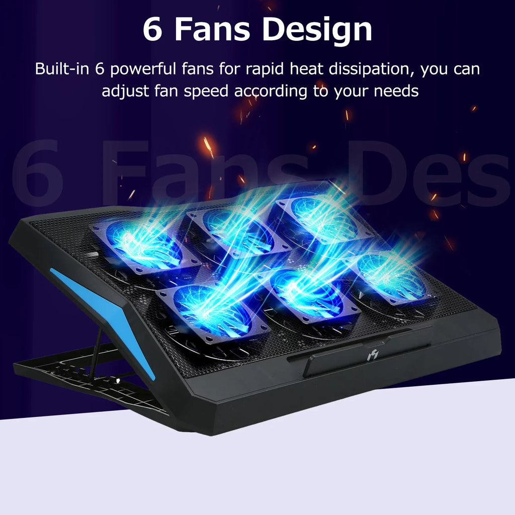 Foldable Notebook Cooling Stand with 6 Fans, Adjustable Height and Low Noise Operation