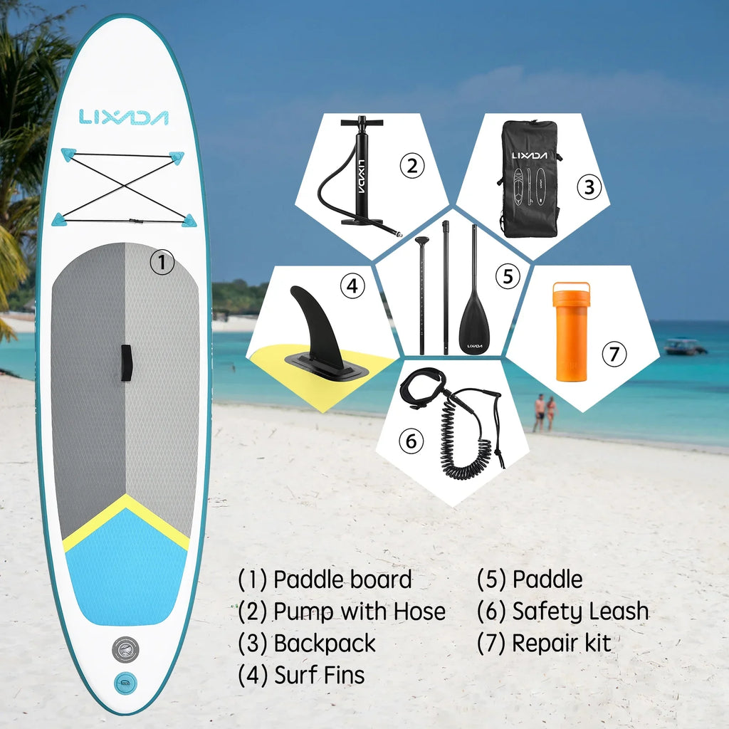 Lixada Surfboard Set, Inflatable Paddle Board for Fluid with Travel Backpack