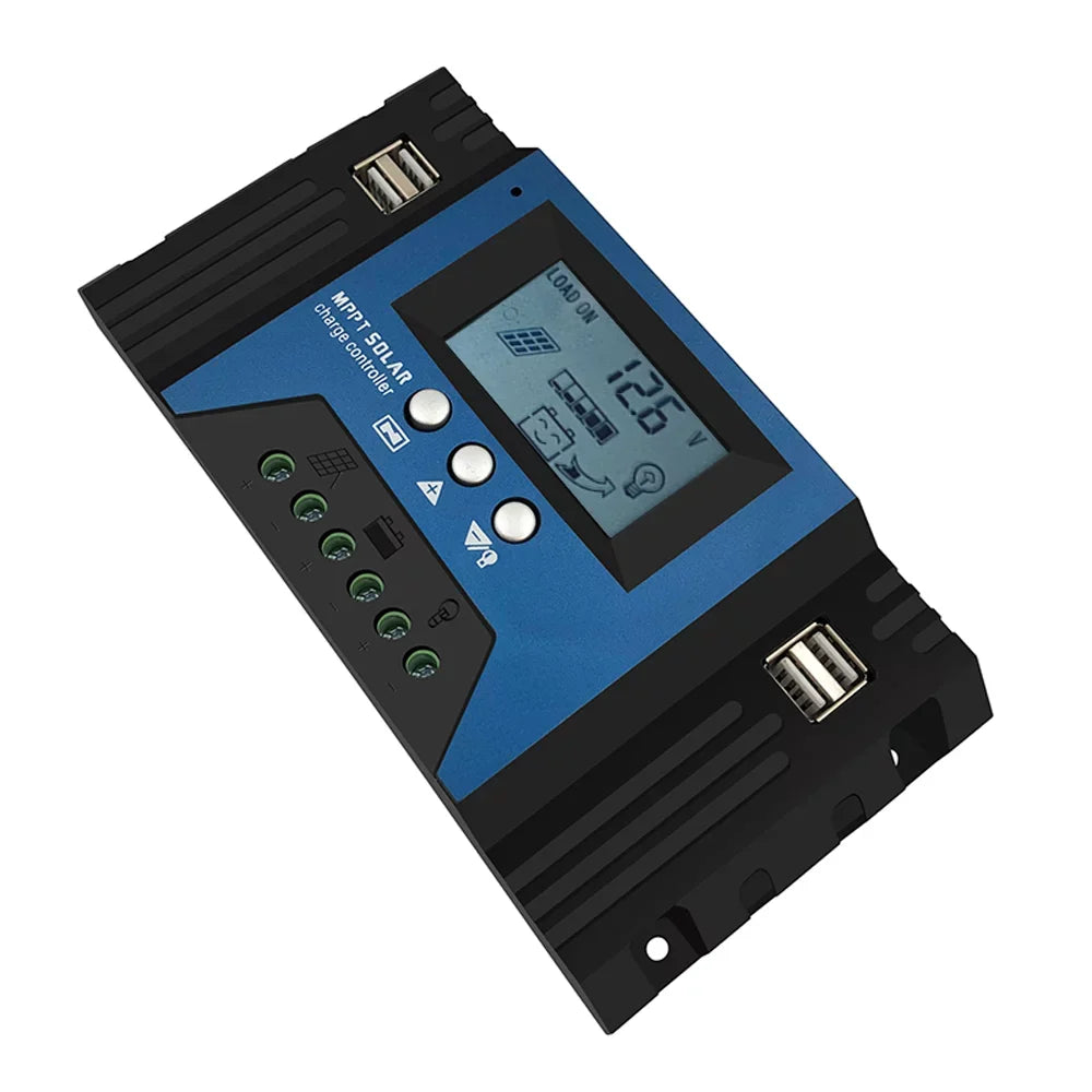 Vistreck 30A Solar Charge Controller 12/24V Auto Focus Solar Panel Controller Battery Processor Regulator with 4 USB Output Adjustable Parameter LCD Display Timer Setting