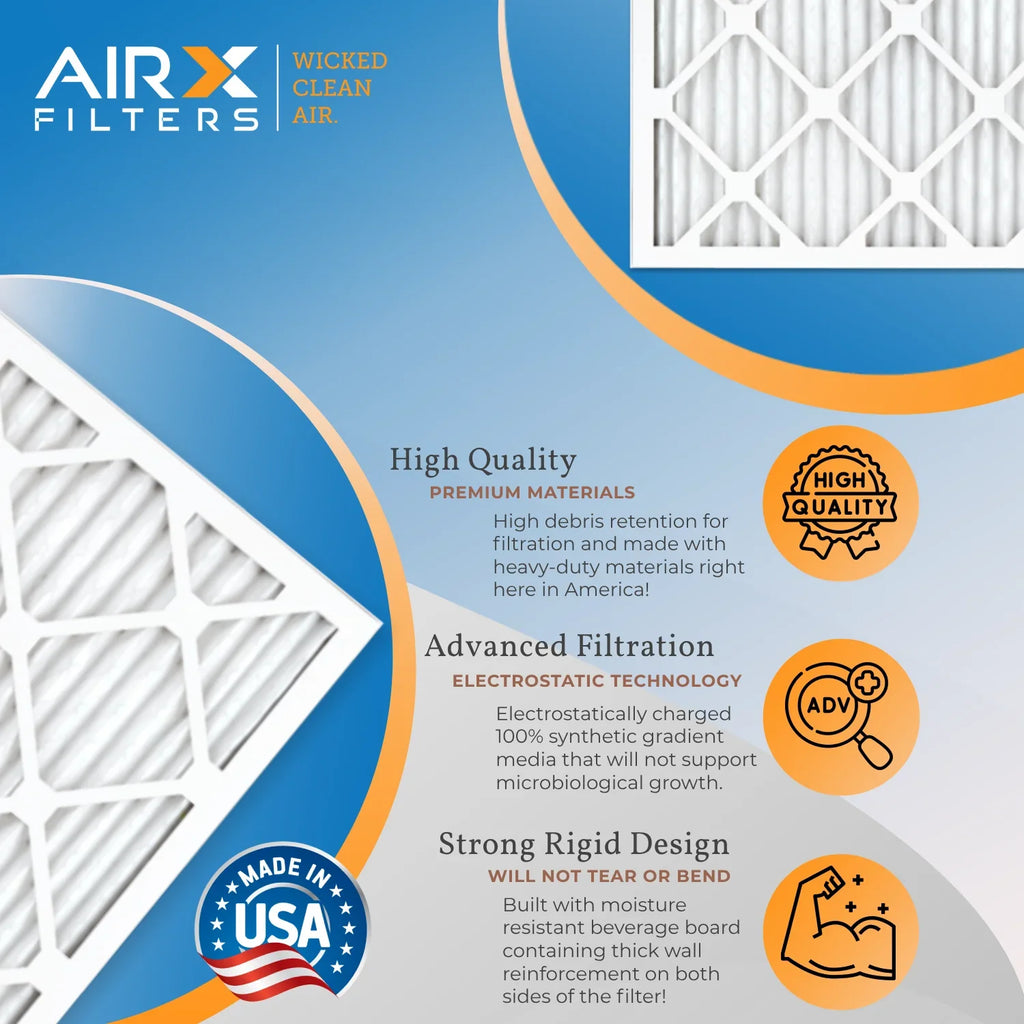 24x25x1 Air Filter MERV 11 Comparable to MPR 1000, MPR 1200 & FPR 7 Electrostatic Pleated Air Conditioner Filter 6 Pack HVAC Premium USA Made 24x25x1 Furnace Filters by AIRX FILTERS WICKED CLEAN AIR.