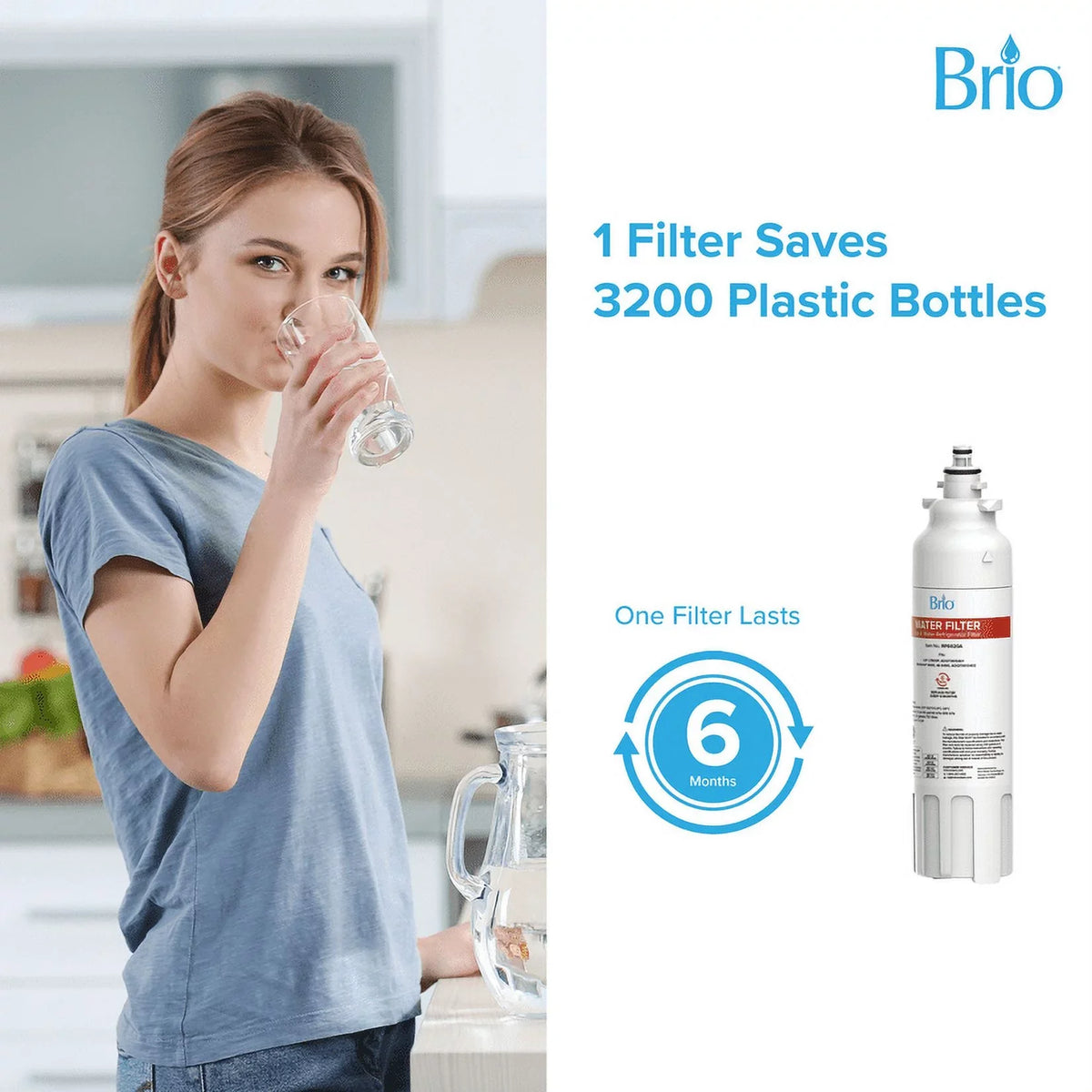 Brio 6020A Refrigerator Liquid Filter Replacement Compatible With LT800P, ADQ73613401 Kenmore 9490, 46-9490, ADQ73613402