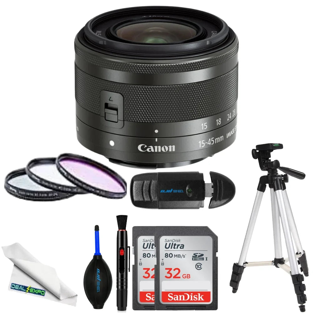 EF-M 15-45mm f/3.5-6.3 IS STM Lens (Graphite) - DealExpo Advanced Bundle